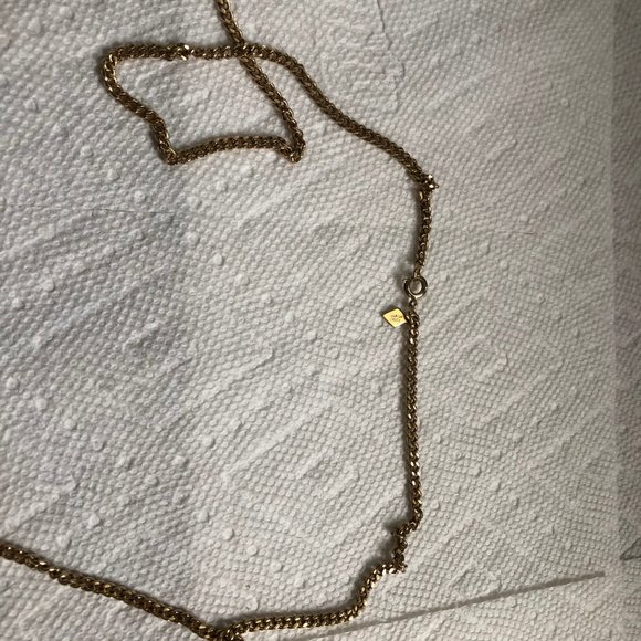 Sarah Coventry gold tone metal chain red beads long necklace 34" - Picture 4 of 6